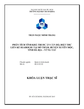 Luận văn thạc sĩ quản trị kinh doanh phân tích tính khả thi dự án khu căn hộ biệt thự liền kề seahouse