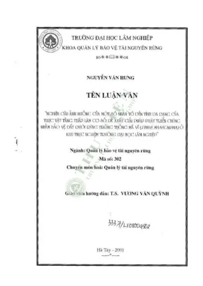 Luận văn thạc sĩ nghiên cứu ảnh hưởng của một số nhân tố đến tính đa dạng của thực vật tầng thấp làm cơ sở đề xuất giải pháp phát triển chúng nhằm bảo vệ đất dưới rừng trồng thông mã vĩ pinus masoniana ở khu thực nghiệm trường đại học lâm nghiệp