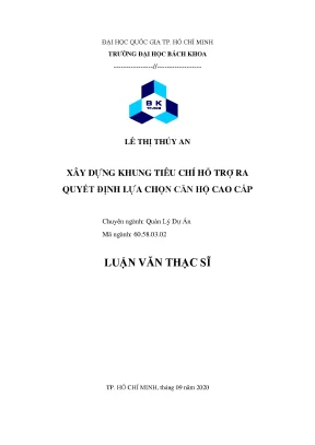 Luận văn thạc sĩ quản lý dự án xây dựng khung tiêu chí hỗ trợ ra quyết định lựa chọn căn hộ cao cấp