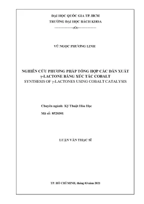 Luận văn thạc sĩ kỹ thuật hóa học nghiên cứu phương pháp tổng hợp các dẫn xuất γlactone bằng xúc tác cobalt