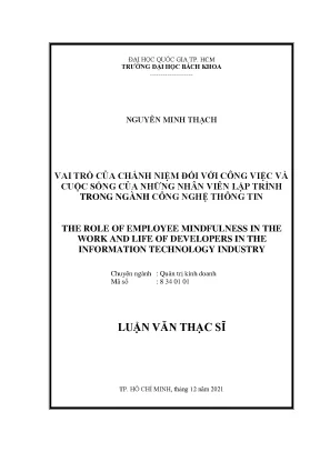 Luận văn thạc sĩ quản trị kinh doanh vai trò của chánh niệm đối với công việc và cuộc sống của những nhân viên lập trình trong ngành công nghệ thông tin