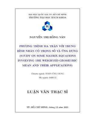 Luận văn thạc sĩ toán ứng dụng phương trình ma trận với trung bình nhân có trọng số và ứng dụng