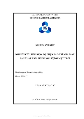Luận văn thạc sĩ kỹ thuật công nghiệp nghiên cứu tinh gọn bộ phận bảo trì nhà máy sản xuất tấm pin năng lượng mặt trời