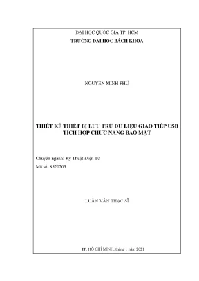 Luận văn thạc sĩ kỹ thuật điện tử thiết kế thiết bị lưu trữ dữ liệu giao tiếp usb tích hợp chức năng bảo mật
