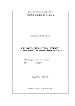 Luận văn thạc sĩ kỹ thuật điện điều khiển điện áp trên lưới điện thành phố hồ chí minh vào dịp lễ tết