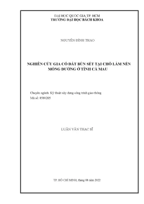 Luận văn thạc sĩ kỹ thuật xây dựng nghiên cứu gia cố đất bùn sét tại chỗ làm nền móng đường ở tỉnh cà mau
