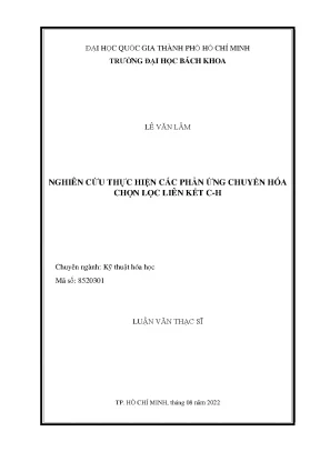 Luận văn thạc sĩ kỹ thuật hóa học nghiên cứu thực hiện các phản ứng chuyển hóa lọc liên kết ch