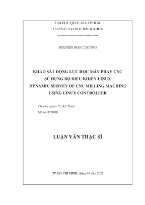 Luận văn thạc sĩ cơ kỹ thuật khảo sát động lực học máy phay cnc sử dụng bộ điều khiển linux