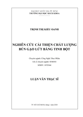 Luận văn thạc sĩ công nghệ thực phẩm nghiên cứu cải thiện chất lượng bún gạo lứt bằng tinh bột