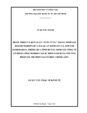 Luận văn thạc sỹ định giá doanh nghiệp theo quan điểm cfa damodaran