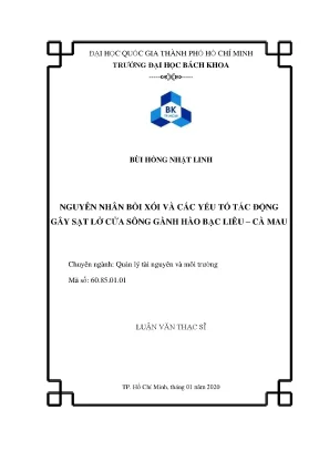 Luận văn thạc sĩ quản lý tài nguyên và môi trường nguyên nhân bồi xói và các yếu tố tác động gây sạt lở cửa sông gành hào bạc liêucà mau