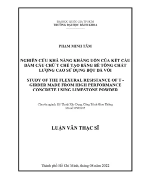 Luận văn thạc sĩ kỹ thuật xây dựng nghiên cứu khả năng kháng uốn của kết cấu dầm cầu chữ t chế tạo bằng bê tông chất lượng cao sử dụng bột đá vôi