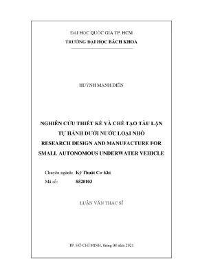Luận văn thạc sĩ kỹ thuật cơ khí nghiên cứu thiết kế và chế tạo tàu lặn tự hành dưới nước loại nhỏ