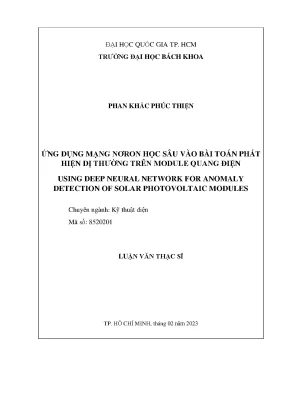 Luận văn thạc sĩ kỹ thuật điện ứng dụng mạng nơron học sâu vào bài toán phát hiện dị thường trên module quang điện