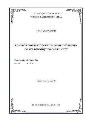 Luận văn thạc sĩ kỹ thuật điện phân bố công suất tối ưu trong hệ thống điện có xét đến nhiệt độ các phần tử