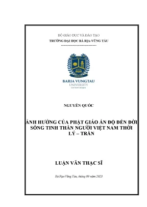 Luận văn thạc sĩ ảnh hưởng của phật giáo ấn độ đến đời sống tinh thần người việt nam thời lýtrần
