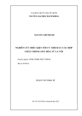 Luận văn thạc sĩ công nghệ thực phẩm nghiên cứu điều kiện tối ưu trích ly các hợp chất chống oxy hóa từ lá vối