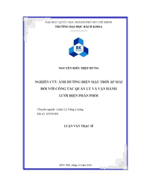 Luận văn thạc sĩ quản lý năng lượng nghiên cứu ảnh hưởng điện mặt trời áp mái đối với công tác quản lý và vận hành lưới điện phân phối