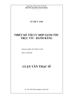Luận văn thạc sĩ kỹ thuật cơ khí thiết kế tối ưu hộp giảm tốc trục vítbánh răng