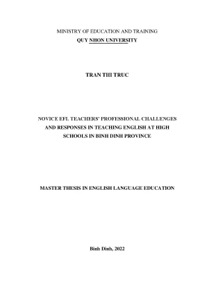 Luận văn thạc sĩ lý thuyết và phương pháp giảng dạy tiếng anh novice efl teachers professional challenges and responses in teaching english at high schools in binh dinh province