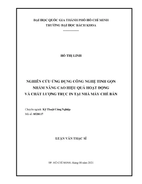 Luận văn thạc sĩ kỹ thuật công nghiệp nghiên cứu ứng dụng công nghệ tinh gọn nhằm nâng cao hiệu quả hoạt động và chất lượng trục in tại nhà máy chế bản