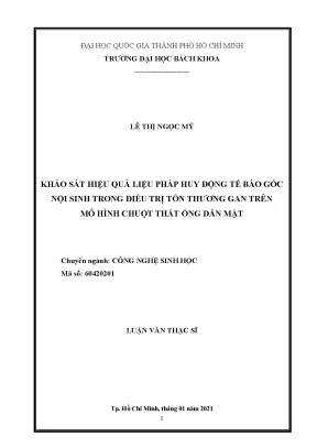 Luận văn thạc sĩ công nghệ sinh học khảo sát hiệu quả liệu pháp huy động tế bào gốc nội sinh trong điều trị tổn thương gan trên mô hình chuột thắt ống dẫn mật