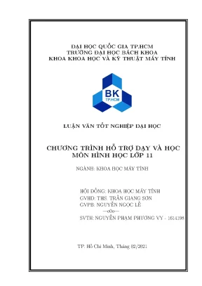 Luận văn tốt nghiệp khoa học máy tính chương trình hỗ trợ dạy và học môn hình học lớp 11