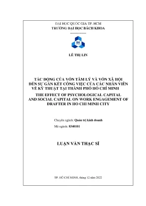Luận văn thạc sĩ quản trị kinh doanh tác động của vốn tâm lý và vốn xã hội đến sự gắn kết công việc của các nhân viên vẽ kỹ thuật tại thành phố hồ chí minh