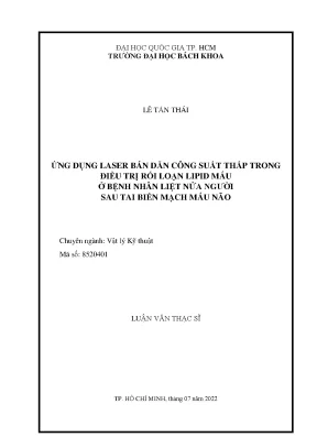 Luận văn thạc sĩ vật lý kỹ thuật ứng dụng laser bán dẫn công suất thấp trong điều trị rối loạn lipid máu ở bệnh nhân liệt nửa người sau tai biến mạch máu não