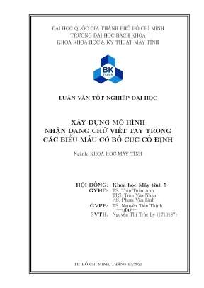 Luận văn tốt nghiệp khoa học máy tính xây dựng mô hình nhận dạng chữ viết tay trong các biểu mẫu có bố cục cố định