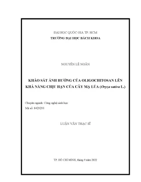 Luận văn thạc sĩ công nghệ sinh học khảo sát ảnh hưởng của oligochitosan lên khả năng chịu hạn của cây mạ lúa oryza sativa l