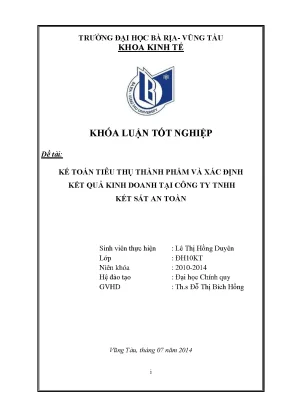 Luận văn tốt nghiệp kế toán tiêu thụ thành phẩm và xác định kết quả kinh doanh tại công ty tnhh két sắt an toàn