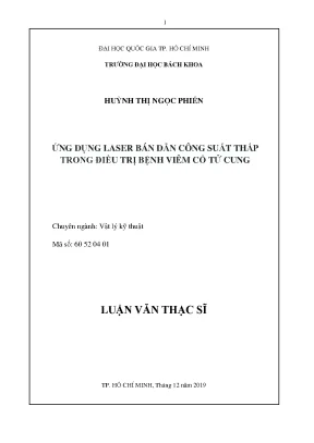 Luận văn thạc sĩ vật lý kỹ thuật ứng dụng laser bán dẫn công suất thấp trong điều trị bệnh viêm cổ tử cung