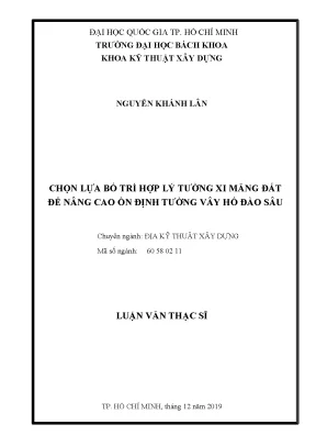 Luận văn thạc sĩ địa kỹ thuật xây dựng chọn lựa bố trí hợp lý tường xi măng đất để nâng cao ổn định tường vây hố đào sâu