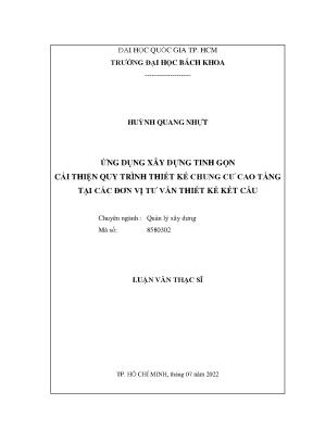 Luận văn thạc sĩ quản lý xây dựng ứng dụng xây dựng tinh gọn cải thiện quy trình thiết kế chung cư cao tầng tại các đơn vị tư vấn thiết kế kết cấu