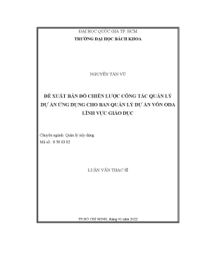Luận văn thạc sĩ quản lý xây dựng đề xuất bản đồ chiến lược công tác quản lý dự án ứng dụng cho ban quản lý dự án vốn oda lĩnh vực giáo dục