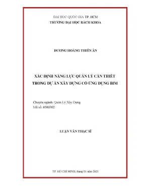 Luận văn thạc sĩ quản lý xây dựng xác định năng lực quản lý cần thiết trong dự án xây dựng có ứng dụng bim