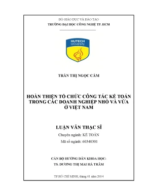 Luận văn thạc sĩ kinh tế tổ chức công tác kế toán tại các doanh nghiệp nhỏ và vừa ở việt nam