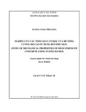 Luận văn thạc sĩ kỹ thuật xây dựng nghiên cứu các tính chất cơ học của bê tông cường độ cao sử dụng bùn phế thải