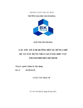 Luận văn thạc sĩ quản lý xây dựng các yếu tố ảnh hưởng đến sự dừng chờ của dự án xây dựng nhà cao tầng khu vực thành phố hồ chí minh