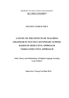 Luận văn thạc sĩ lý thuyết và phương pháp giảng dạy tiếng anh a study of the effects of teaching grammar in ngo may secondary school based on deductive approach versus inductive approach