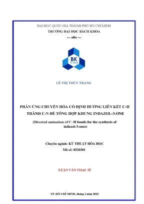 Luận văn thạc sĩ kỹ thuật hóa học phản ứng chuyển hóa có định hướng liên kết ch thành cn để tổng hợp khung indazol3one