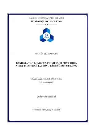 Luận văn thạc sĩ chính sách công đánh giá tác động của chính sách phát triển nhiệt điện than tại đồng bằng sông cửu long