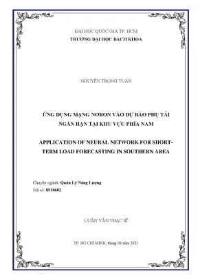 Luận văn thạc sĩ quản lý năng lượng ứng dụng mạng nơron vào dự báo phụ tải ngắn hạn tại khu vực phía nam