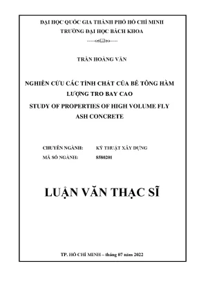 Luận văn thạc sĩ kỹ thuật xây dựng nghiên cứu các tính chất của bê tông hàm lượng tro bay cao
