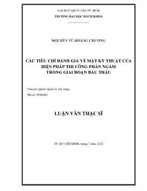 Luận văn thạc sĩ quản lý xây dựng các tiêu chí đánh giá về mặt kỹ thuật của biện pháp thi công phần ngầm trong giai đoạn đấu thầu
