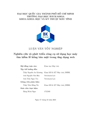 Luận văn tốt nghiệp khoa học máy tính nghiên cứu và phát triển công cụ sử dụng học máy tìm kiếm lỗ hổng bảo mật trong ứng dụng web