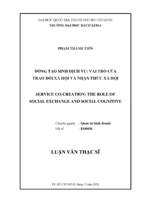 Luận văn thạc sĩ quản trị kinh doanh đồng tạo sinh dịch vụ vai trò của trao đổi xã hội và nhận thức xã hội