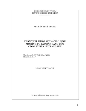 Luận văn thạc sĩ kỹ thuật công nghiệp phân tích khảo sát và xác định mô hình dự báo bán hàng cho công ty bán lẻ trang sức