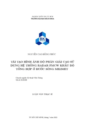 Luận văn thạc sĩ kỹ thuật viễn thông tái tạo hình ảnh độ phân giải cao sử dụng hệ thống radar fmcw khẩu độ tổng hợp ở bước sóng milimet